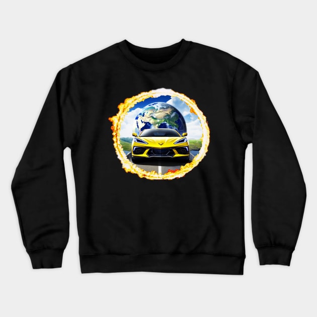 C8 Corvette Ring of Fire Eclipse Super Car Racecar Sports Car Eclipse Crewneck Sweatshirt by Tees 4 Thee